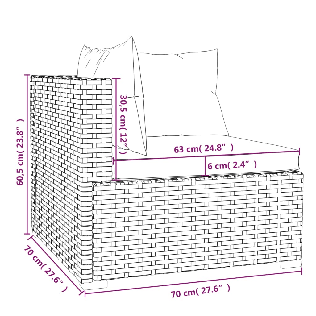 Set Divani da Giardino 5 pz con Cuscini in Polyrattan Nero - homemem39