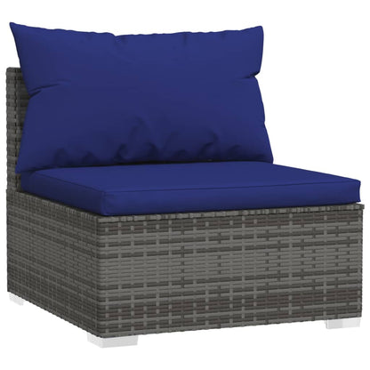 Set Divani da Giardino 5 pz con Cuscini in Polyrattan Grigio - homemem39