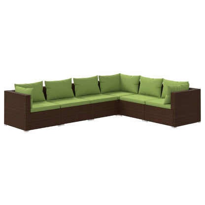 Set Divani da Giardino 6 pz con Cuscini in Polyrattan Marrone - homemem39