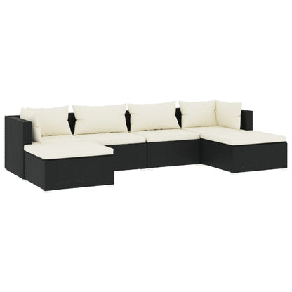 Set Divani da Giardino 6 pz con Cuscini in Polyrattan Nero - homemem39