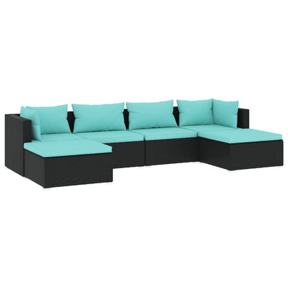 Set Divani da Giardino 6 pz con Cuscini in Polyrattan Nero - homemem39