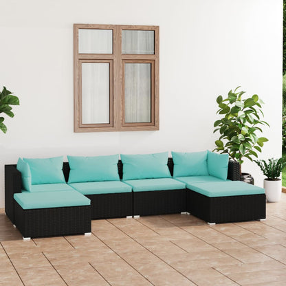 Set Divani da Giardino 6 pz con Cuscini in Polyrattan Nero - homemem39