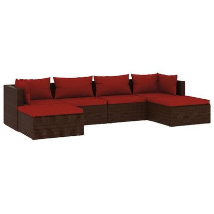 Set Divani da Giardino 6 pz con Cuscini in Polyrattan Marrone - homemem39