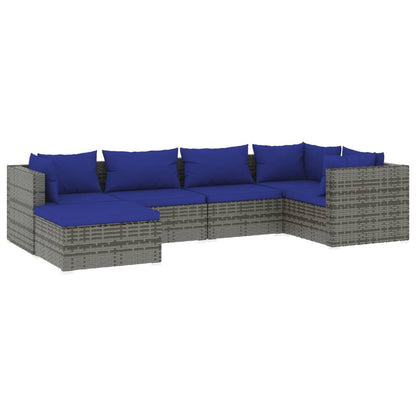 Set Divani da Giardino 6 pz con Cuscini in Polyrattan Grigio - homemem39