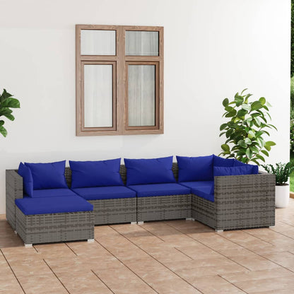 Set Divani da Giardino 6 pz con Cuscini in Polyrattan Grigio - homemem39