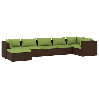 Set Divani da Giardino 7 pz con Cuscini in Polyrattan Marrone - homemem39