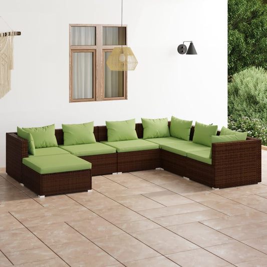 Set Divani da Giardino 7 pz con Cuscini in Polyrattan Marrone - homemem39