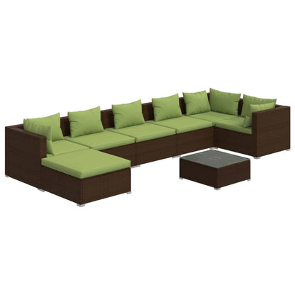 Set Divani da Giardino 8 pz con Cuscini in Polyrattan Marrone - homemem39