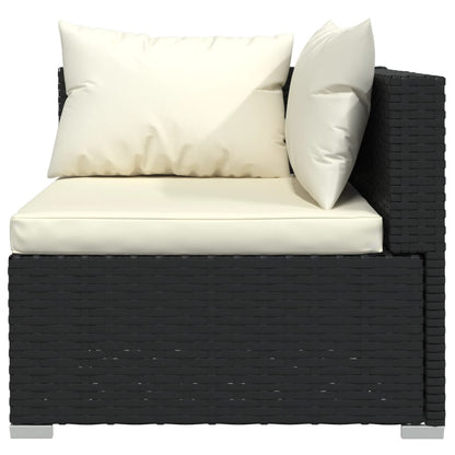 Set Salotto da Giardino 6 pz con Cuscini in Polyrattan Nero - homemem39