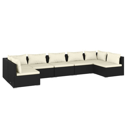 Set Salotto da Giardino 7 pz con Cuscini in Polyrattan Nero - homemem39