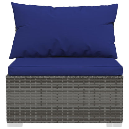 Set Divani da Giardino 9 pz con Cuscini in Polyrattan Grigio - homemem39