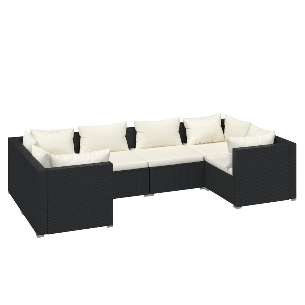 Set Divani da Giardino 6 pz con Cuscini in Polyrattan Nero - homemem39