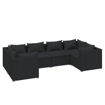 Set Divani da Giardino 6 pz con Cuscini in Polyrattan Nero - homemem39