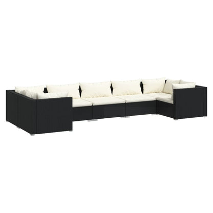 Set Divani da Giardino 7 pz con Cuscini in Polyrattan Nero - homemem39