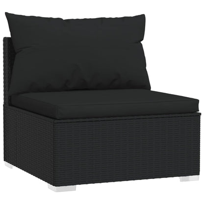 Set Divani da Giardino 7 pz con Cuscini in Polyrattan Nero - homemem39