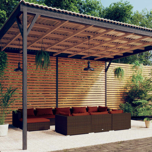 Set Divani da Giardino 10 pz con Cuscini in Polyrattan Marrone - homemem39