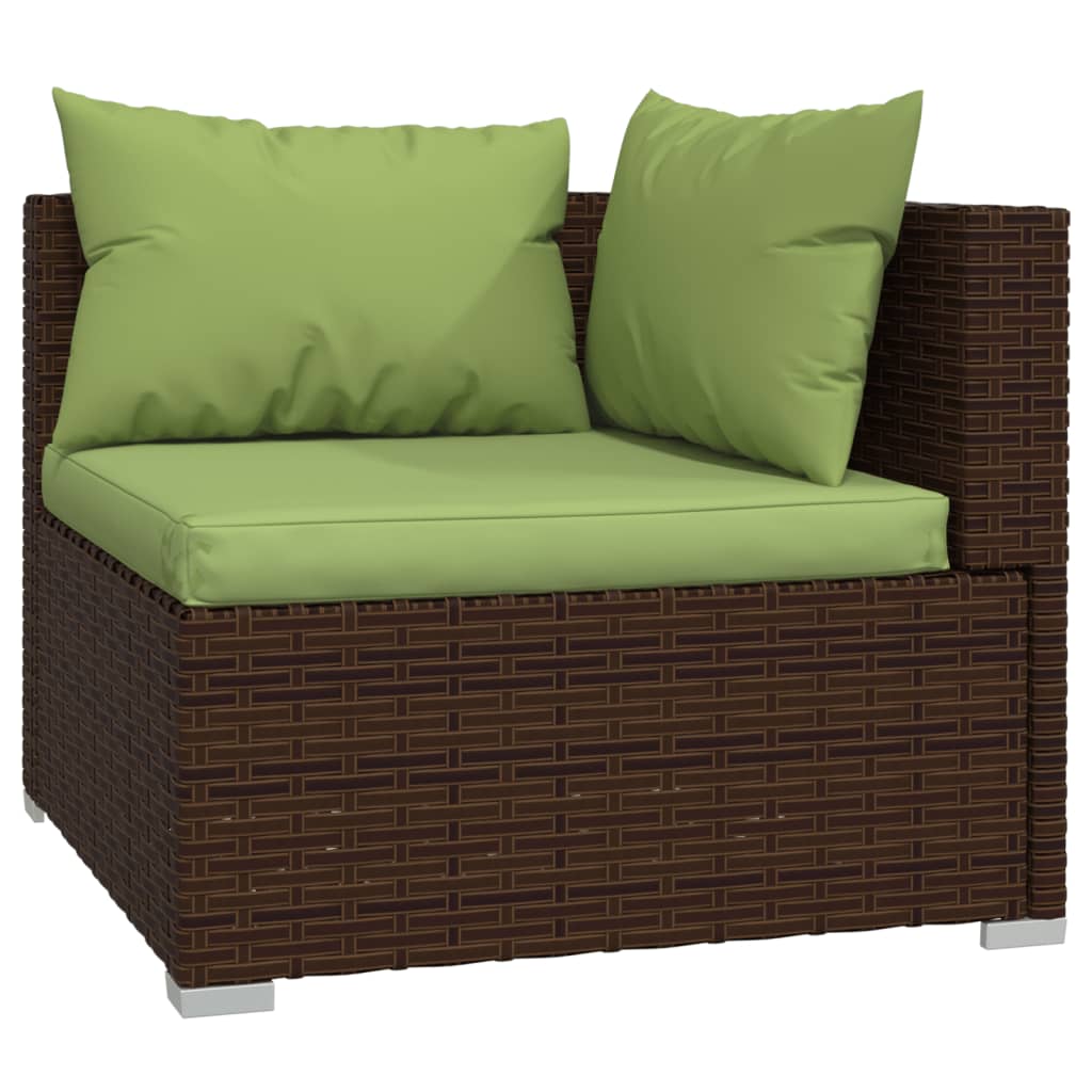 Set Divani da Giardino 10 pz con Cuscini in Polyrattan Marrone - homemem39