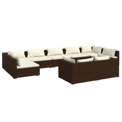 Set Divani da Giardino 9 pz con Cuscini in Polyrattan Marrone - homemem39