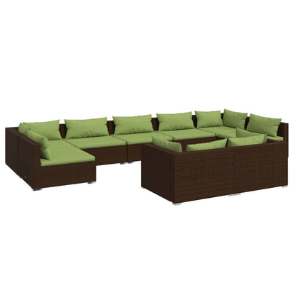 Set Divani da Giardino 9 pz con Cuscini in Polyrattan Marrone - homemem39