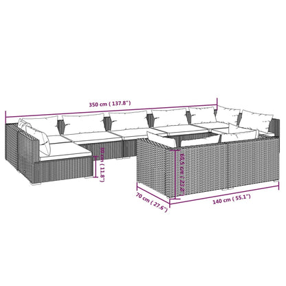 Set Divani da Giardino 9 pz con Cuscini in Polyrattan Marrone - homemem39