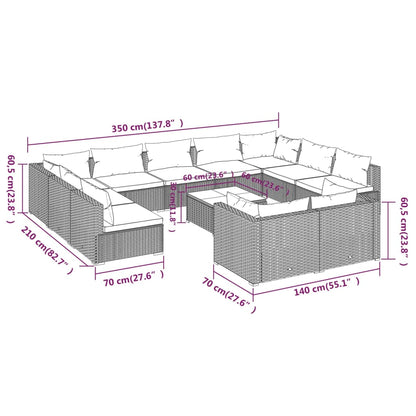 Set Divani da Giardino 12 pz con Cuscini in Polyrattan Marrone - homemem39