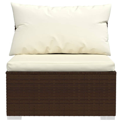 Set Divani da Giardino 4 pz con Cuscini in Polyrattan Marrone - homemem39