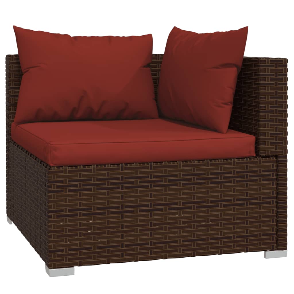 Set Divani da Giardino 4 pz con Cuscini in Polyrattan Marrone - homemem39