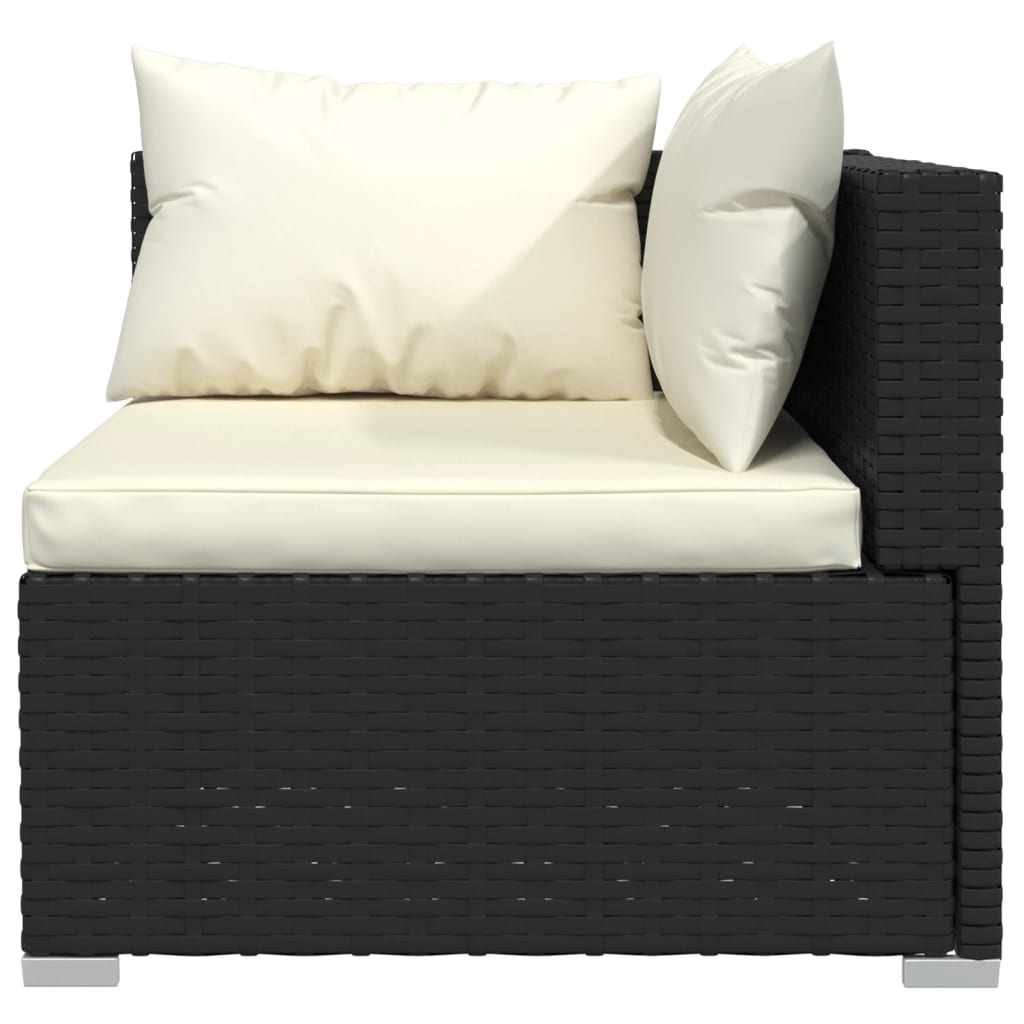 Set Salotto da Giardino 5 pz con Cuscini in Polyrattan Nero - homemem39