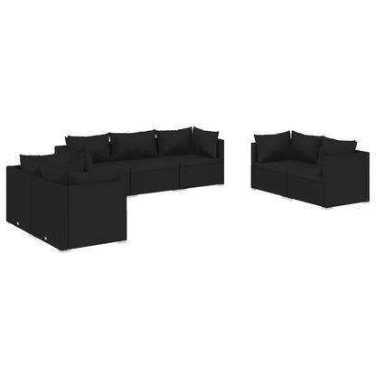 Set Divani da Giardino 7 pz con Cuscini in Polyrattan Nero - homemem39