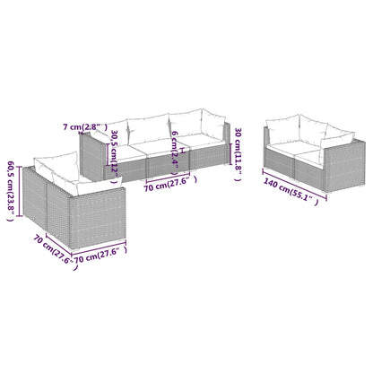 Set Divani da Giardino 7 pz con Cuscini in Polyrattan Marrone - homemem39