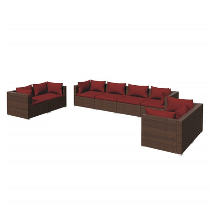 Set Divani da Giardino 8 pz con Cuscini in Polyrattan Marrone - homemem39