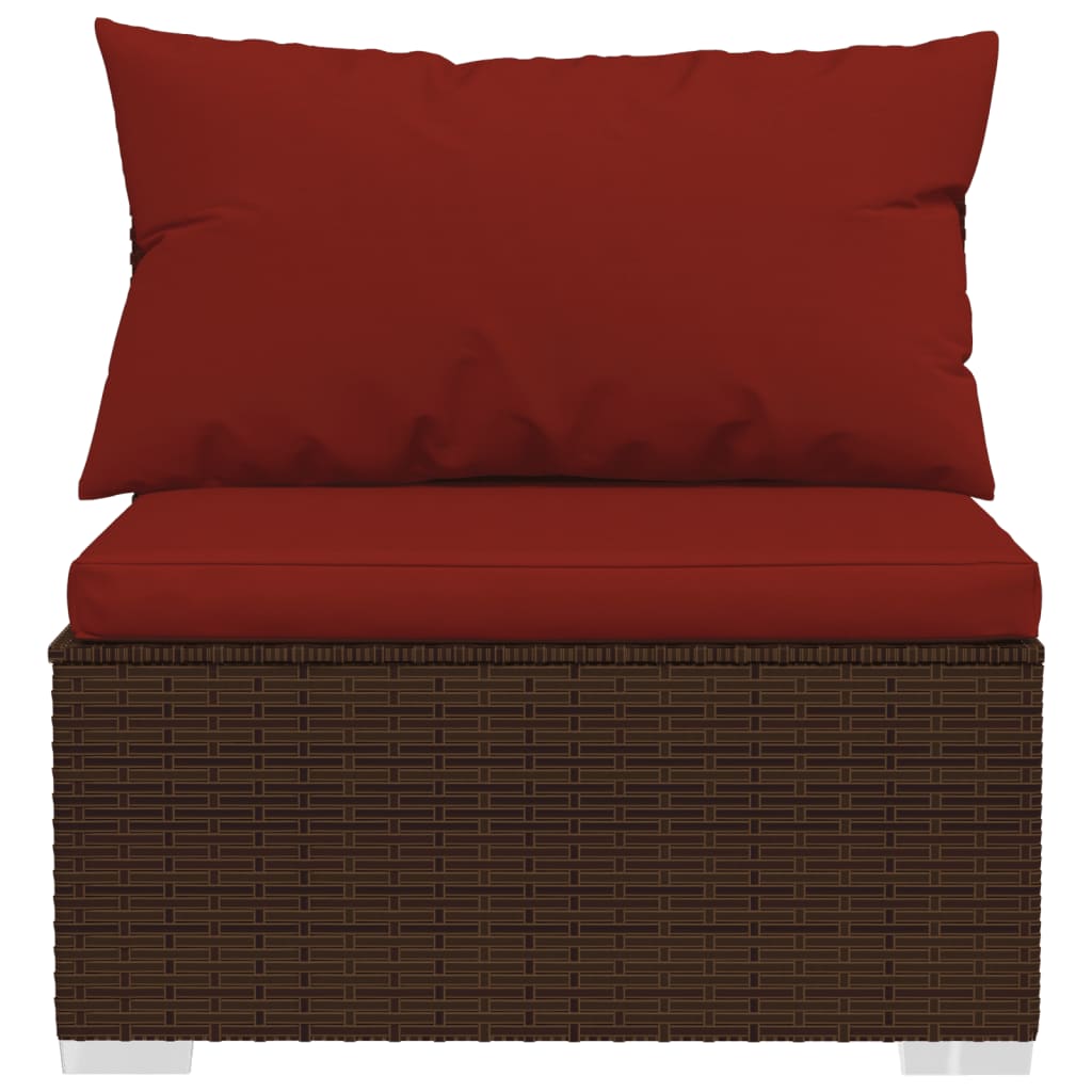 Set Divani da Giardino 8 pz con Cuscini in Polyrattan Marrone - homemem39