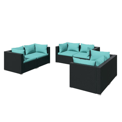 Set Divani da Giardino 6 pz con Cuscini in Polyrattan Nero - homemem39