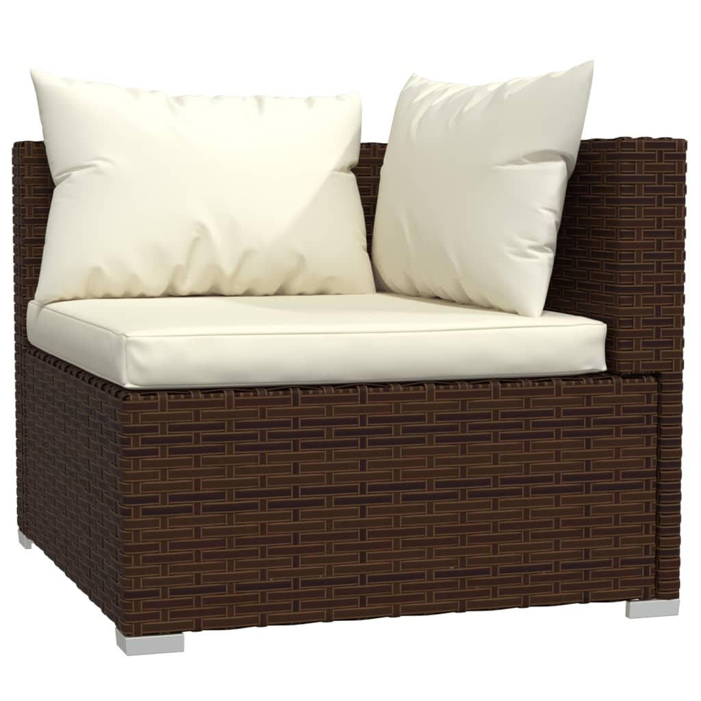 Set Divani da Giardino 6 pz con Cuscini in Polyrattan Marrone - homemem39