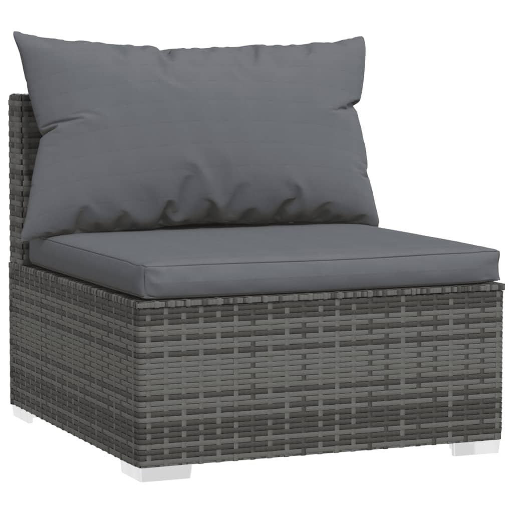 Set Divani da Giardino 5 pz con Cuscini in Polyrattan Grigio - homemem39