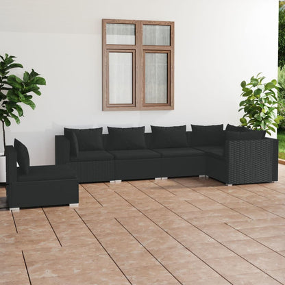 Set Divani da Giardino 6 pz con Cuscini in Polyrattan Nero - homemem39