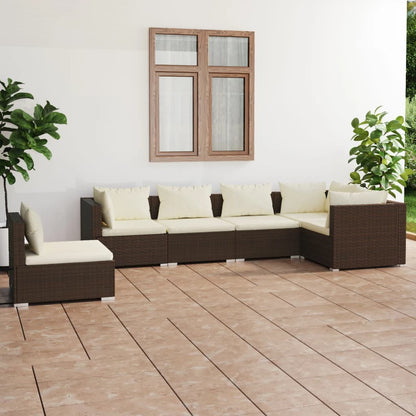 Set Divani da Giardino con Cuscini 6 pz in Polyrattan Marrone - homemem39