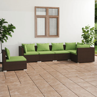 Set Divani da Giardino 6 pz con Cuscini in Polyrattan Marrone - homemem39