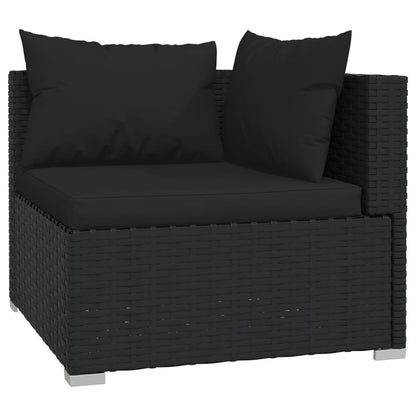 Set Salotto da Giardino con Cuscini 9pz Nero in Polyrattan - homemem39