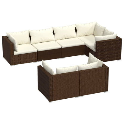 Set Divani da Giardino 7 pz con Cuscini in Polyrattan Marrone - homemem39