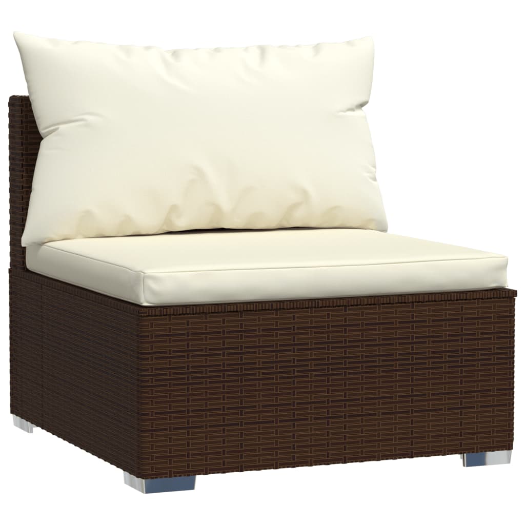 Set Divani da Giardino 7 pz con Cuscini in Polyrattan Marrone - homemem39