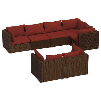 Set Divani da Giardino 7 pz con Cuscini in Polyrattan Marrone - homemem39