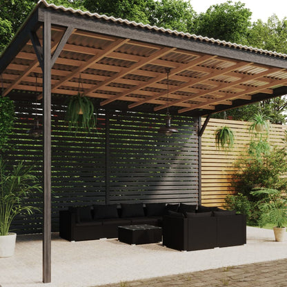 Set Divani da Giardino 9 pz con Cuscini in Polyrattan Nero - homemem39