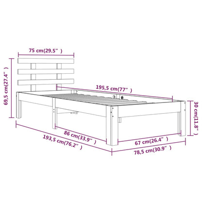 Giroletto Bianco in Legno Massello 75x190 cm Small Single - homemem39