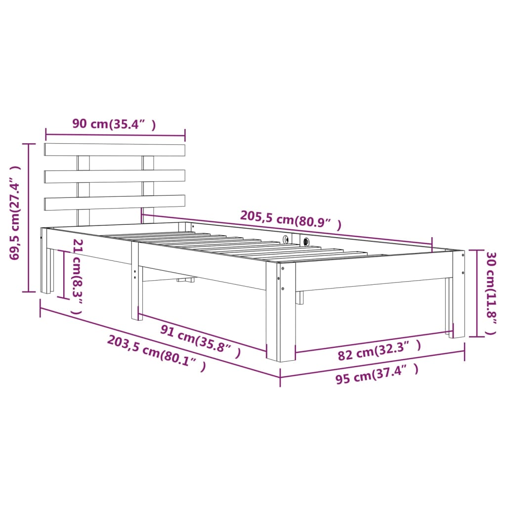 Giroletto in Legno Massello 90x200 cm - homemem39