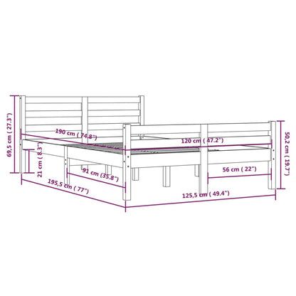 Giroletto Bianco in Legno Massello 120x190 cm 4FT Small Double - homemem39