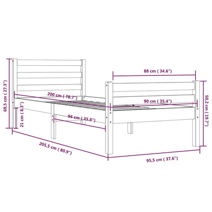 Giroletto Nero in Legno Massello 90x200 cm - homemem39