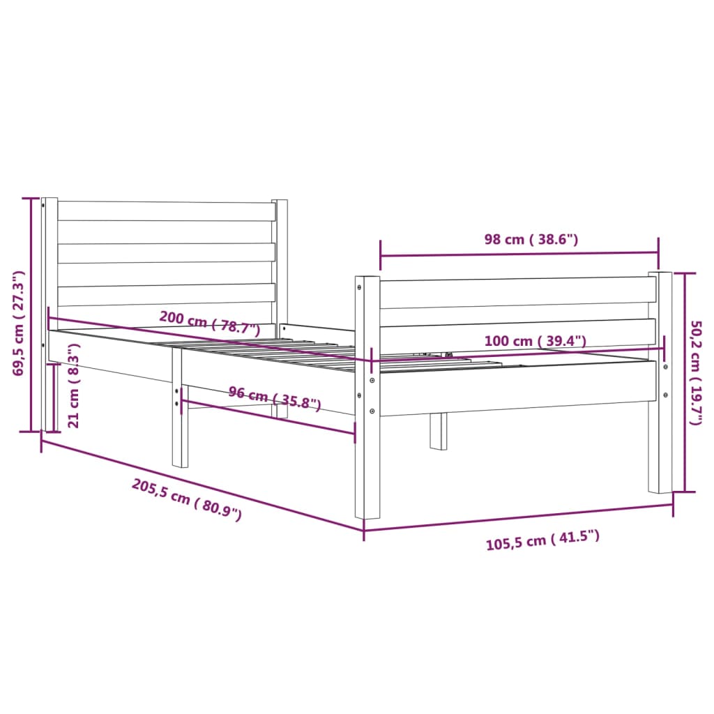 Giroletto Bianco in Legno Massello 100x200 cm - homemem39