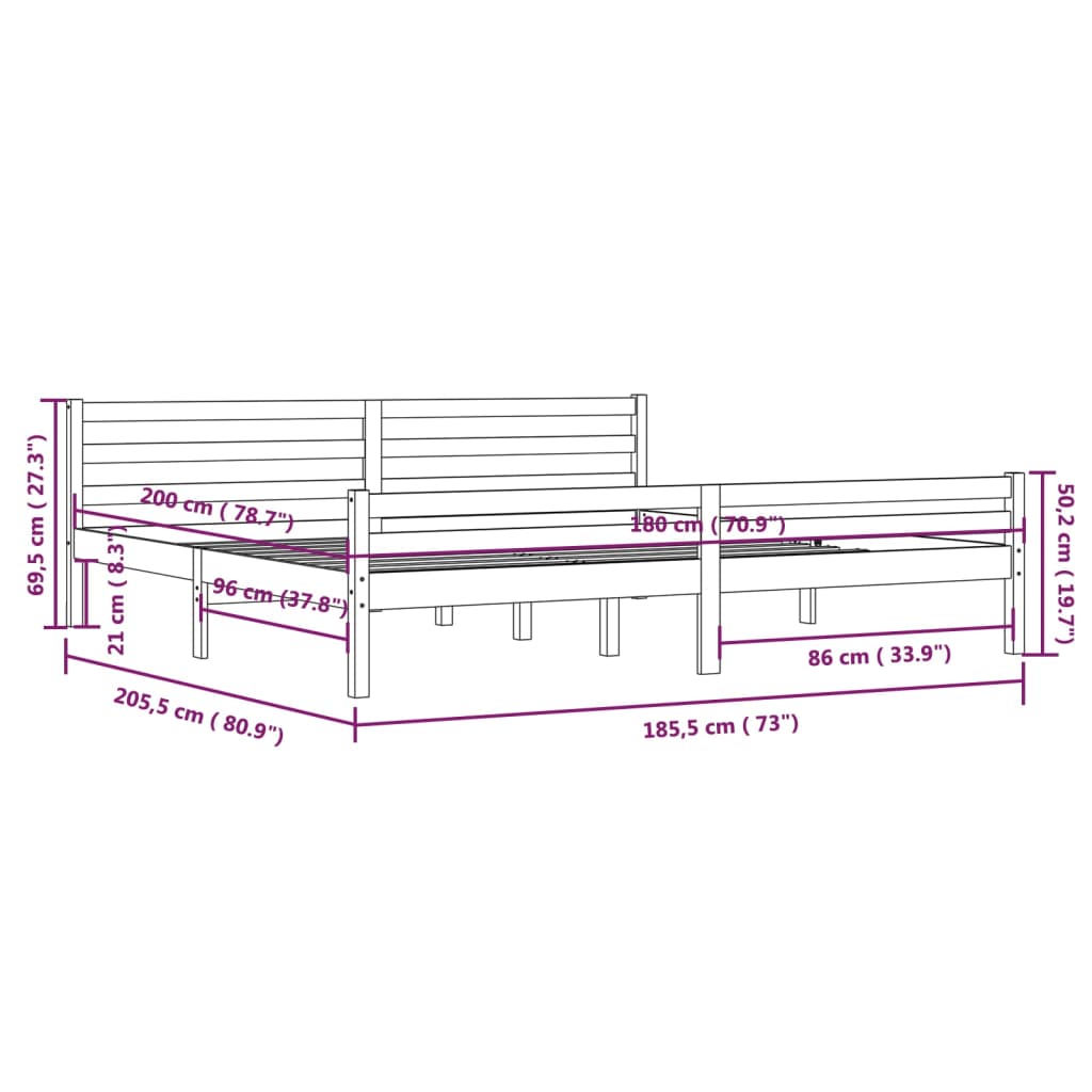 Giroletto Bianco in Legno Massello 180x200 cm 6FT Super King - homemem39