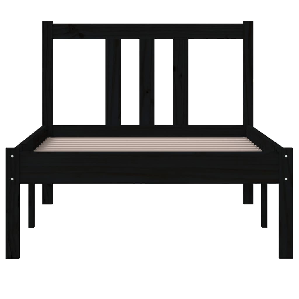 Giroletto in Legno Massello Nero 75x190 cm Small Single - homemem39